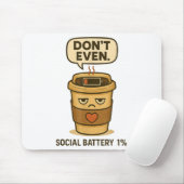 Tapis De Souris Batterie sociale 1% Drôle Café Introvert Qu (Avec souris)