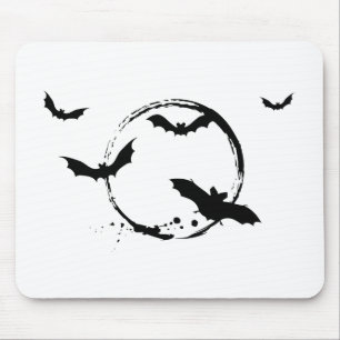 Tapis De Souris Battes de Halloween avec la lune