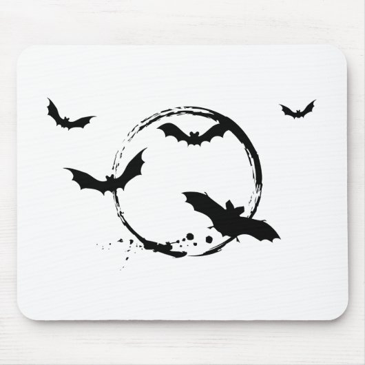 Tapis De Souris Battes de Halloween avec la lune (Devant)