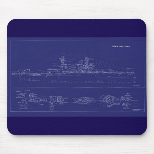 Tapis De Souris Battleship USS Arizona Blueprint (Devant)