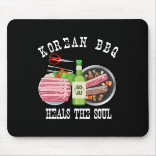 Tapis De Souris Bbq Et Soju Coréens Guérissent L'Âme Drôle Coréen