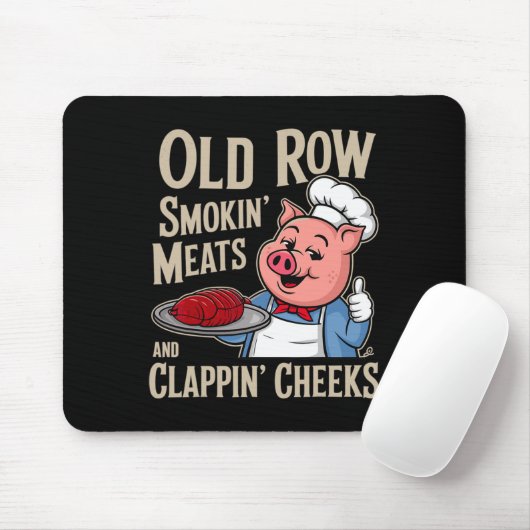 Tapis De Souris Bbq Old Row Smoking Meats And Clappin Cheeks (Avec souris)