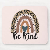 Tapis De Souris Be Kind Leopard Rainbow Boho inspiré rose (Devant)