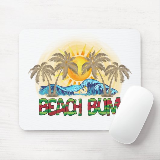 Tapis De Souris Beach Bum | Vagues océaniques | Tropical (Avec souris)