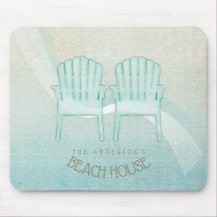 Tapis De Souris Beach House Adirondack Chaises Aqua Blue ID623