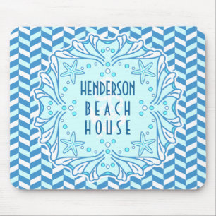 Tapis De Souris Beach House Art Déco Shell et Herringbone Custom