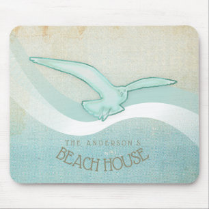 Tapis De Souris Beach House Seagull Aqua Blue ID623