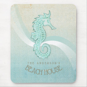 Tapis De Souris Beach House Seahorse Aqua Blue ID623