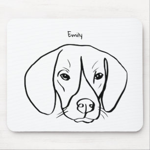 Tapis De Souris Beagle artistique : Panier de souris texte personn
