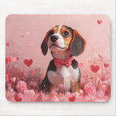 Tapis De Souris Beagle avec des roses - Saint-Valentin (Devant)