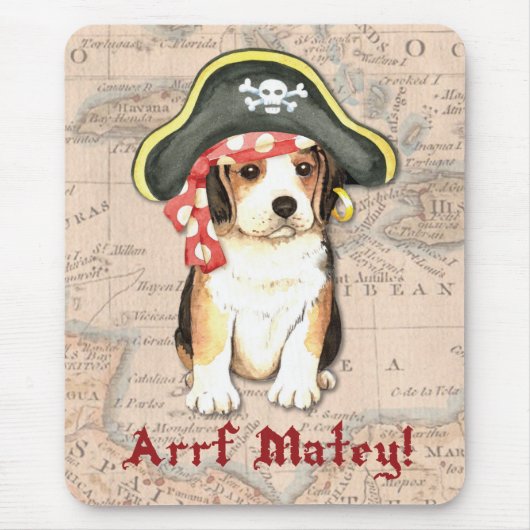 Tapis De Souris Beagle Casquette pirate (Devant)