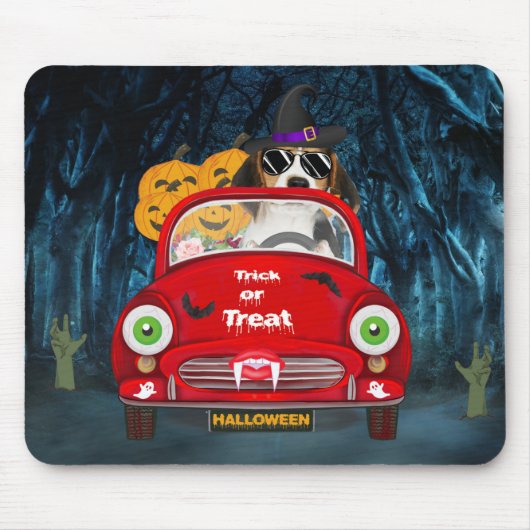 Tapis De Souris Beagle Chien Conduite voiture effrayant (Devant)