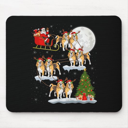 Tapis De Souris Beagle Dog Santa Sleigh Flying Funny Magical Chris (Devant)