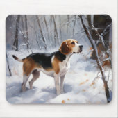 Tapis De Souris Beagle Laisser Neige Noël (Devant)