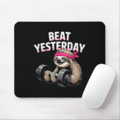 Tapis De Souris Beat Yesterday Funny Sloth Barbell Training (Avec souris)