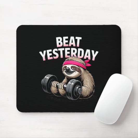 Tapis De Souris Beat Yesterday Funny Sloth Barbell Training (Avec souris)