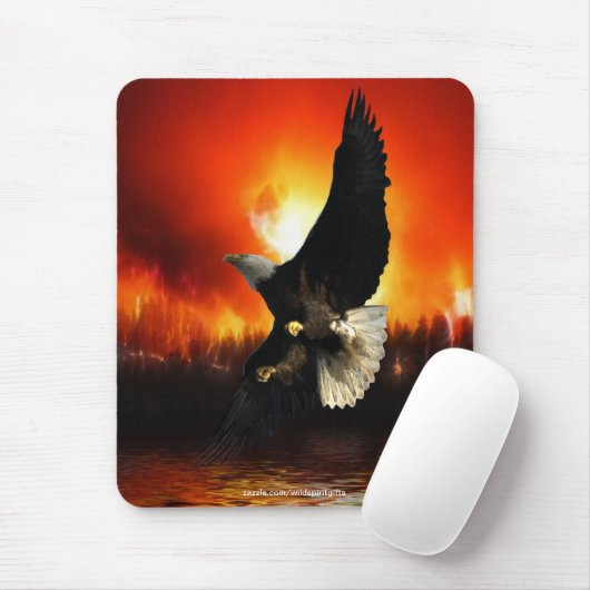 Tapis De Souris BEAU BALD EAGLE & FEU DE FORÊT Mousepad (Avec souris)