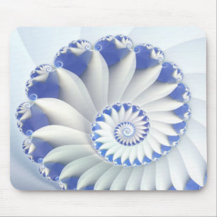 Tapis De Souris Beau Bleu & Blanc Mer Shell Art Fractal fin