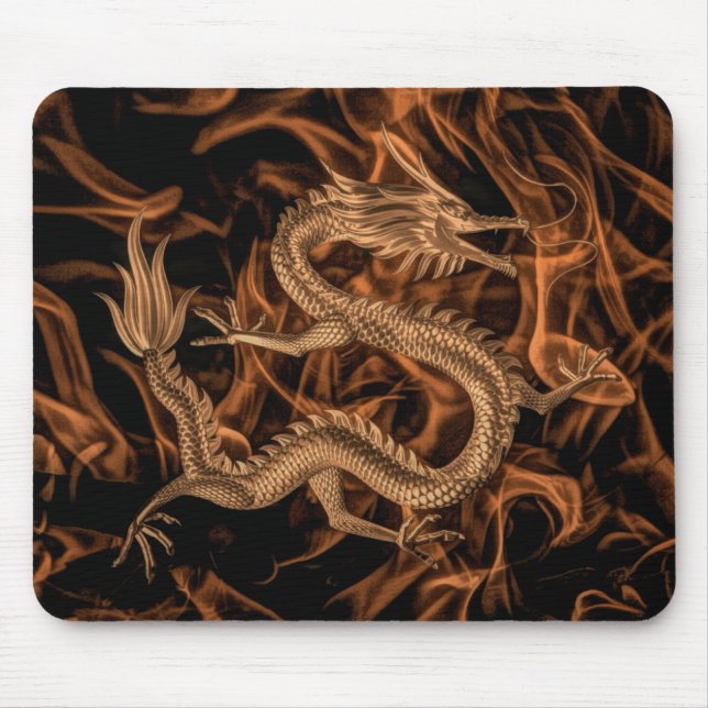 Tapis De Souris Beau bronze ton chinois Dragon Art (Devant)