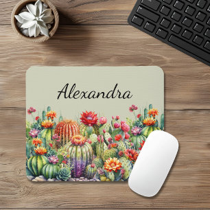 Tapis De Souris Beau Cactus Flower Avec Nom