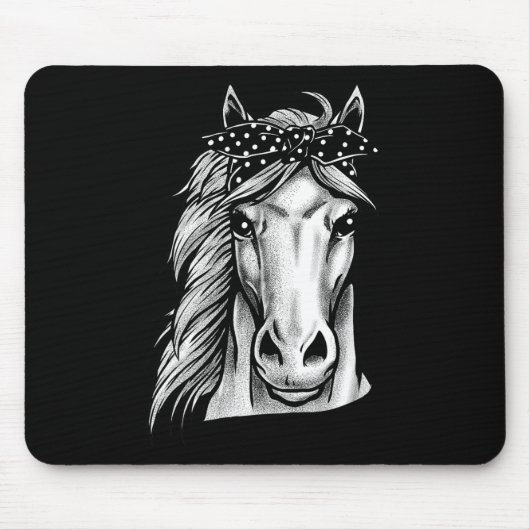 Tapis De Souris Beau Cheval Avec Bandana Polka Dot - Main (Devant)