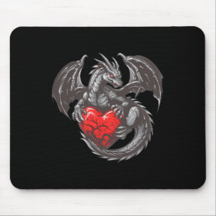 Tapis De Souris Beau Dragon Avec Grand Coeur Rouge