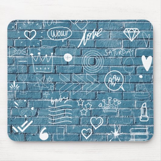 Tapis De Souris Beau graffiti sur mur vert calligraphie (Devant)