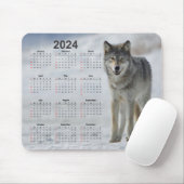 Tapis De Souris Beau loup de bois 2024 Calendrier (Avec souris)