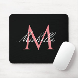 Tapis De Souris beau monogramme rose noir