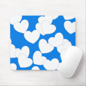Tapis De Souris Beau Mousepad Bleu Avec Grand Coeur Blanc (Avec souris)