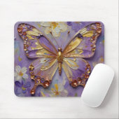 Tapis De Souris Beau Papillon Violet et Fleurs (Avec souris)