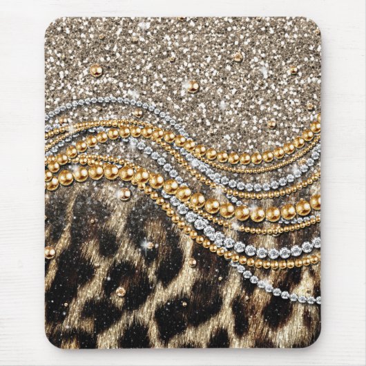 Tapis De Souris Beau Poster de animal tendance Leopard Faux (Devant)