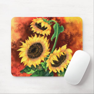 Tapis De Souris Beau Trois tournesols Souris Peinture Pad
