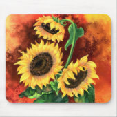 Tapis De Souris Beau Trois tournesols Souris Peinture Pad (Devant)