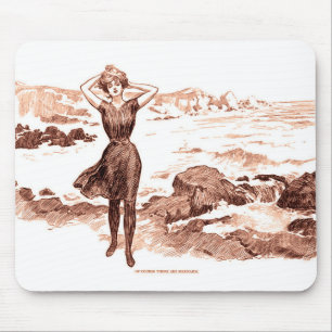 Tapis De Souris Beauté de bain sirène de plage Gibson vintage