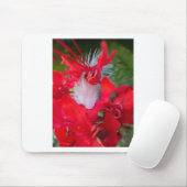 Tapis De Souris Beauté délicate : Fleur rouge avec plumes blanches (Avec souris)