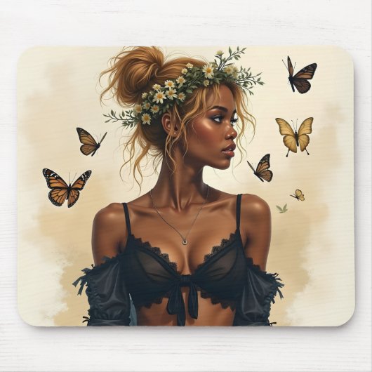 Tapis De Souris Beauté éthérée en fleurs (Devant)