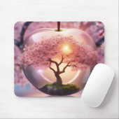 Tapis De Souris "Beauté réfléchie : Pomme de verre avec arbre en f (Avec souris)