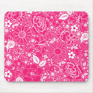 Tapis De Souris Beautés botaniques Hot rose