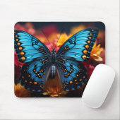 Tapis De Souris Beautiful Blue and Yellow Butterfly on Flowers (Avec souris)
