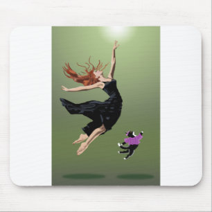 Tapis De Souris Beautiful Dancing Woman Cat Dancing Performance