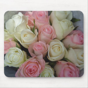 Tapis De Souris Beautiful Pink White Roses Flower Bouquet