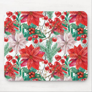 Tapis De Souris Beautiful red and white Christmas poinsettia