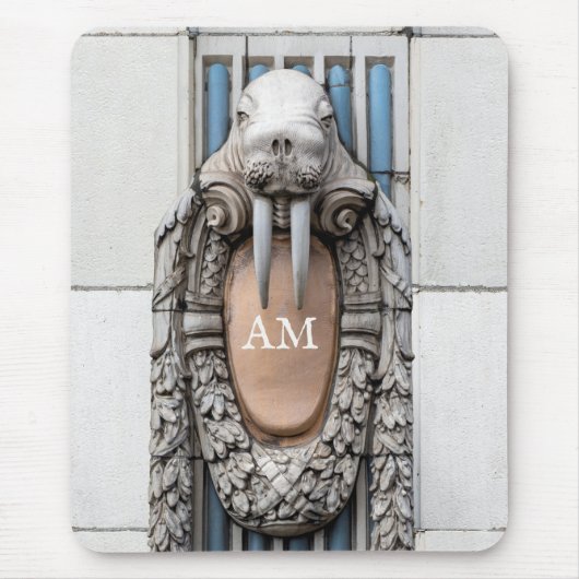 Tapis De Souris Beaux Arts Walrus Sculpture Monogramme personnalis (Devant)