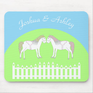 Tapis De Souris Beaux Chevaux Blancs de Mariage sur Mesure
