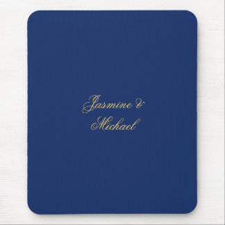 Tapis De Souris Beaux Noms De Couple Calligraphie Chic Bleu & Or