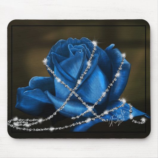 Tapis De Souris beaux rose et diamants de bleu (Devant)