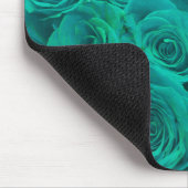 Tapis De Souris Beaux roses verts sarcelle fleurs sarcelle (Coin)