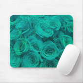 Tapis De Souris Beaux roses verts sarcelle fleurs sarcelle (Avec souris)