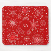 Tapis De Souris Beaux Snowflakes sur Noël Arrière - plan rouge (Devant)